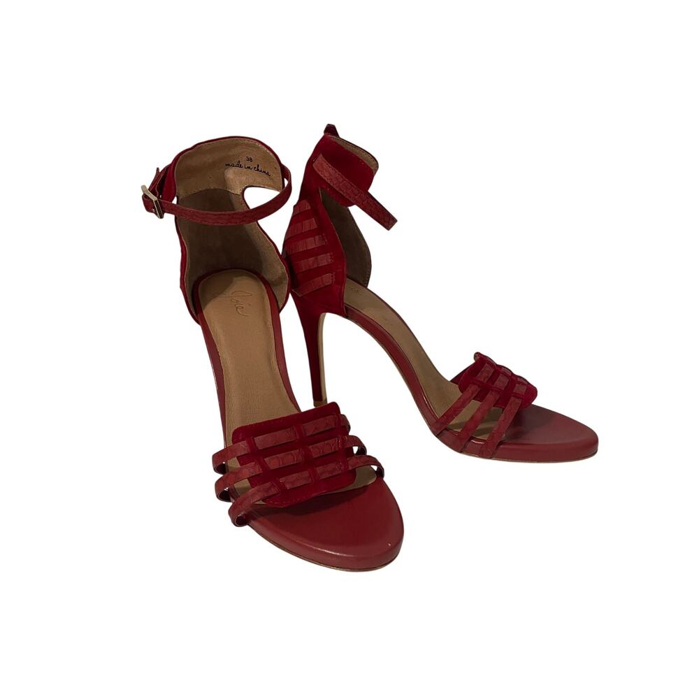 Joie Melba Women’s Red Suede Cage Open Toe Stiletto Sandal Size EUR 38  US 8